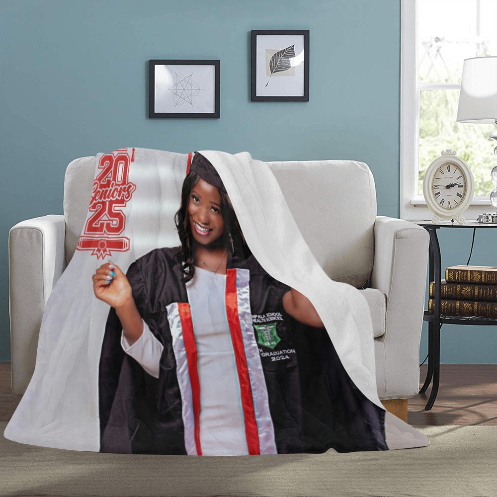 Custom graduation fleece blanket 40x50 personalized with photo design
