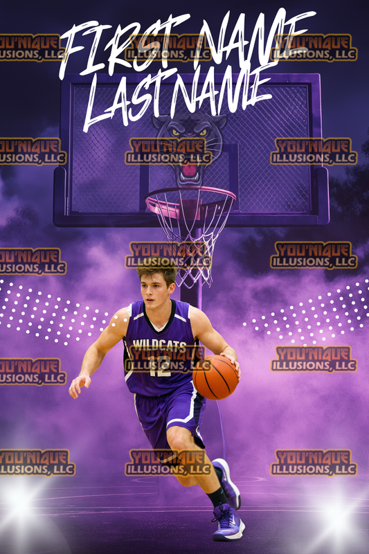 Senior Basketball Banner Purple - Personalized Digital Download Template