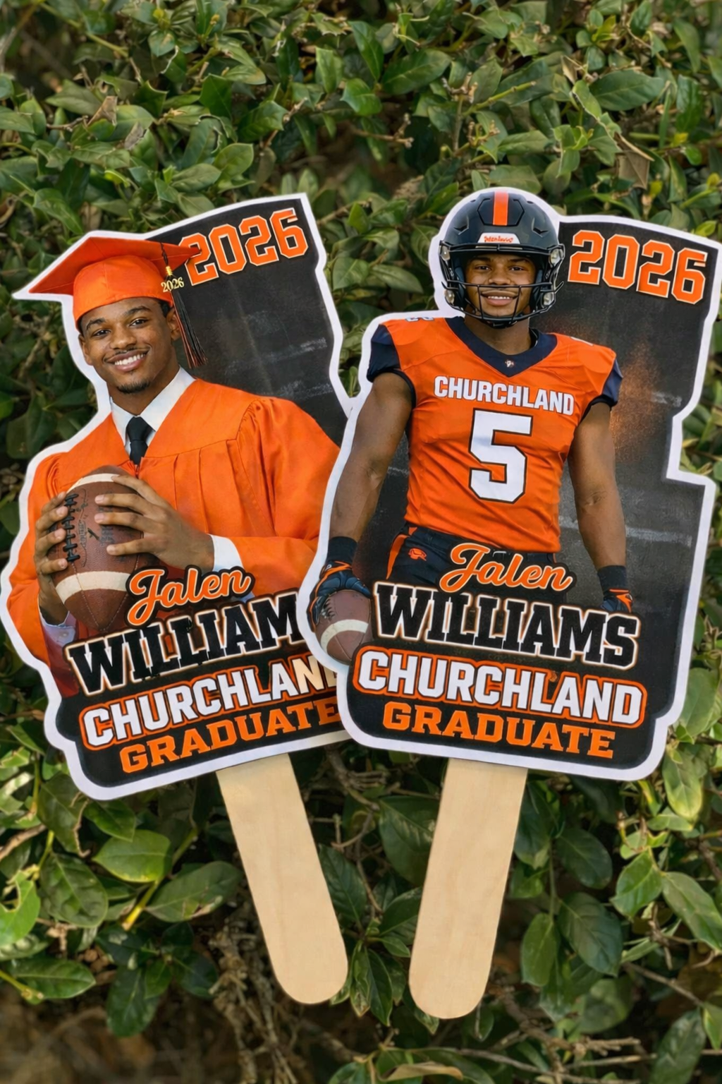 Custom cardstock photo fans for graduation and sports party favors
