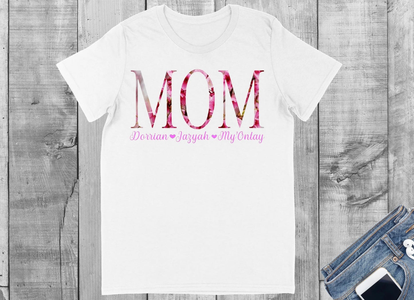 Floral MOM Tee – Personalized with Kids’ Names