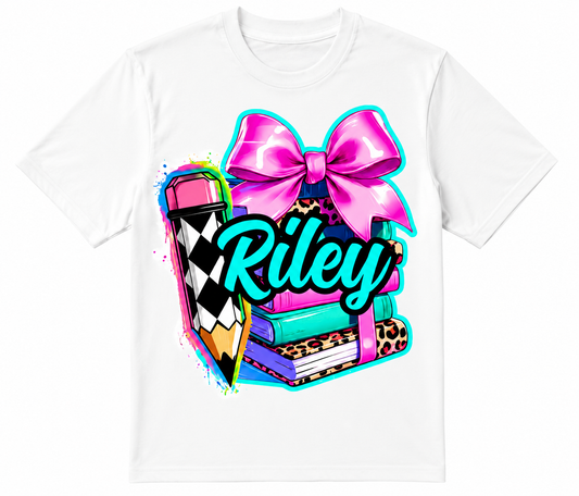 Books & Bow Custom Name Tee Shirt