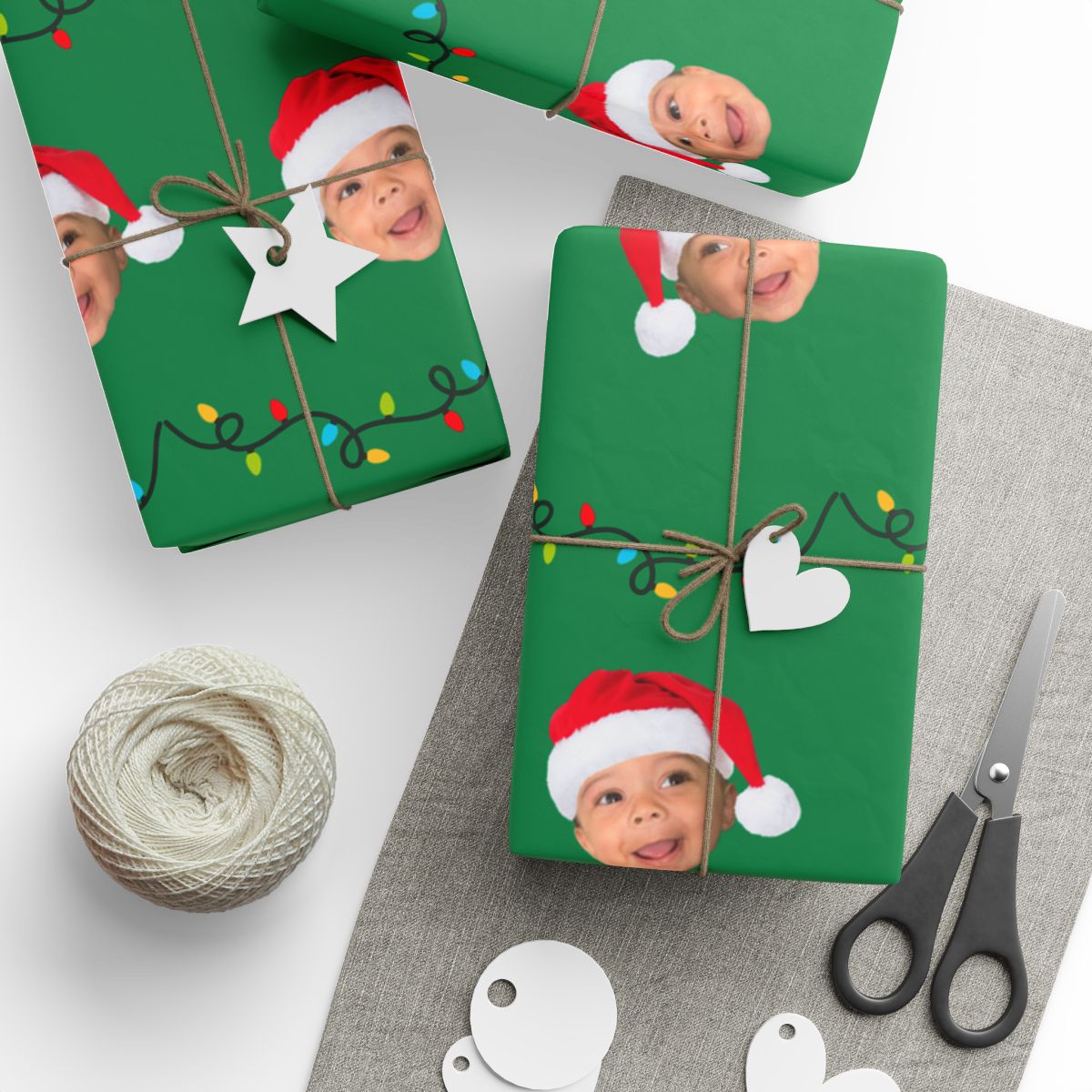 Custom personalized wrapping paper with photo design for holidays and parties