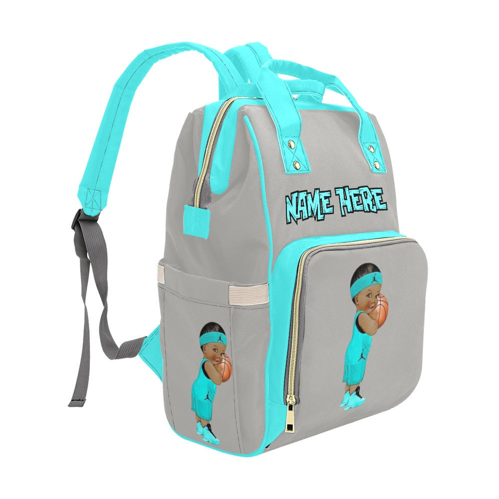 Custom personalized diaper bag backpack with design and multiple pockets