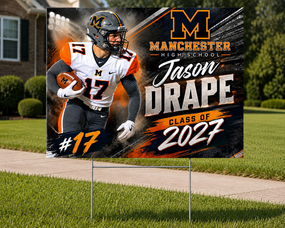 Custom yard sign 18x24 with metal stake for graduation and garage sales