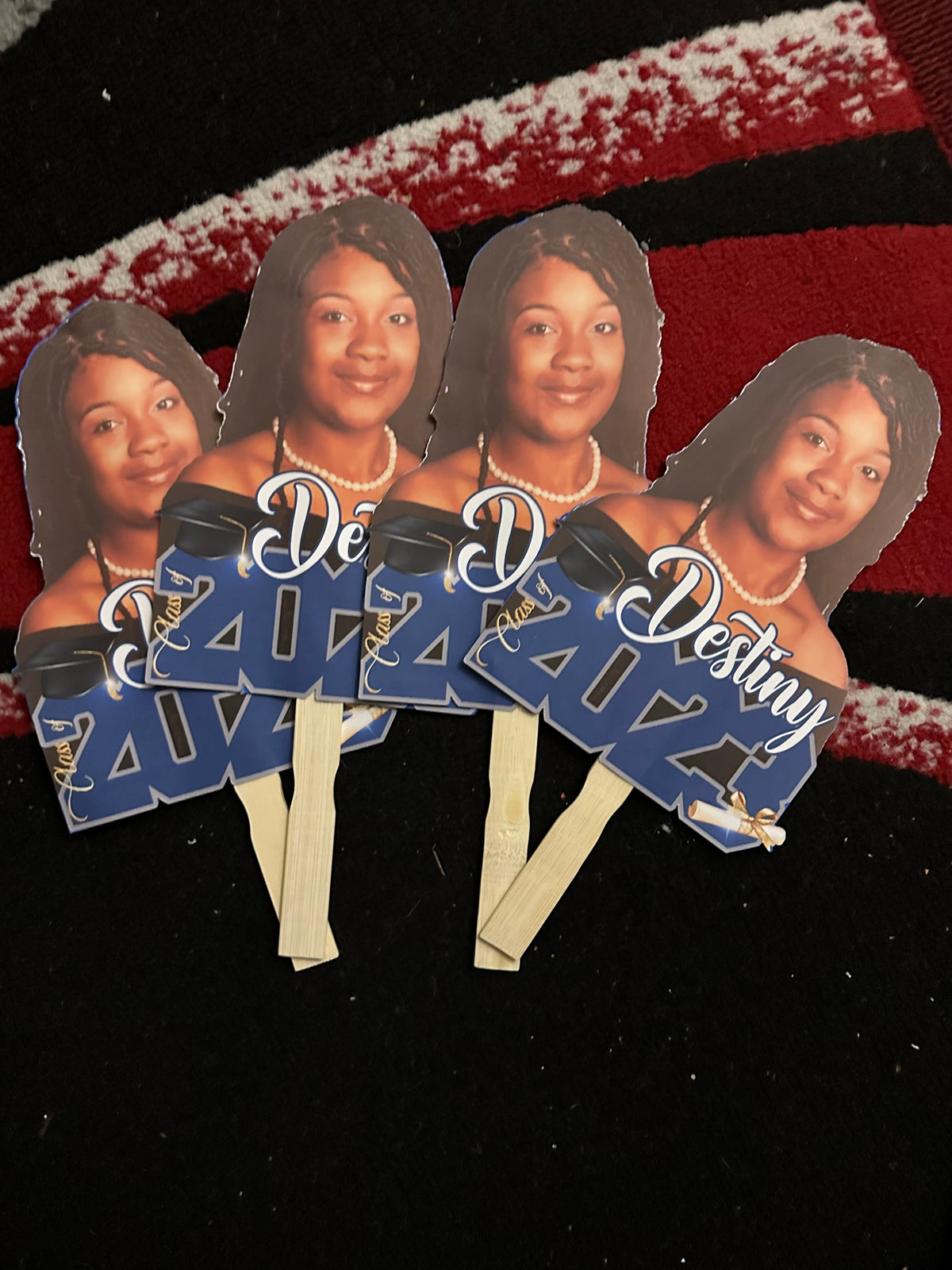 Custom cardstock fan personalized for sports graduation and celebrations