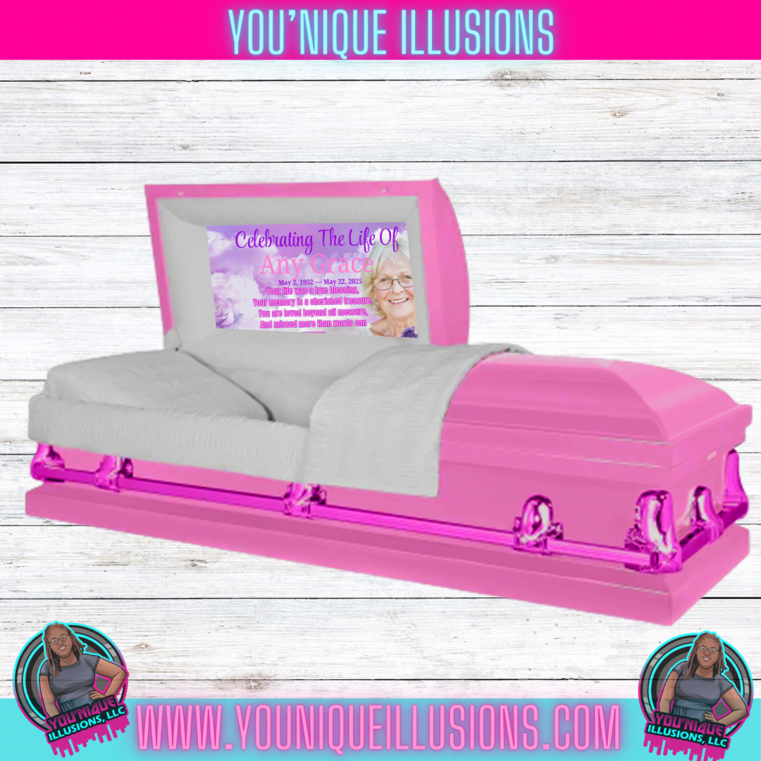 Custom memorial casket panel insert