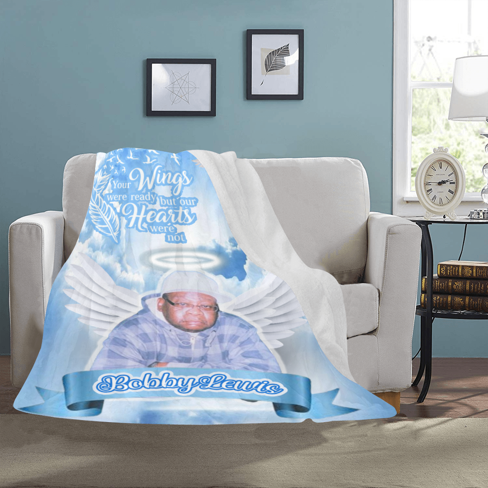 Custom memorial fleece blanket personalized with photo