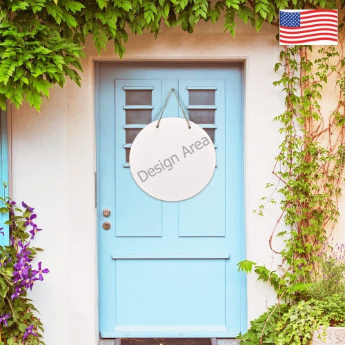 Custom personalized round wooden door sign