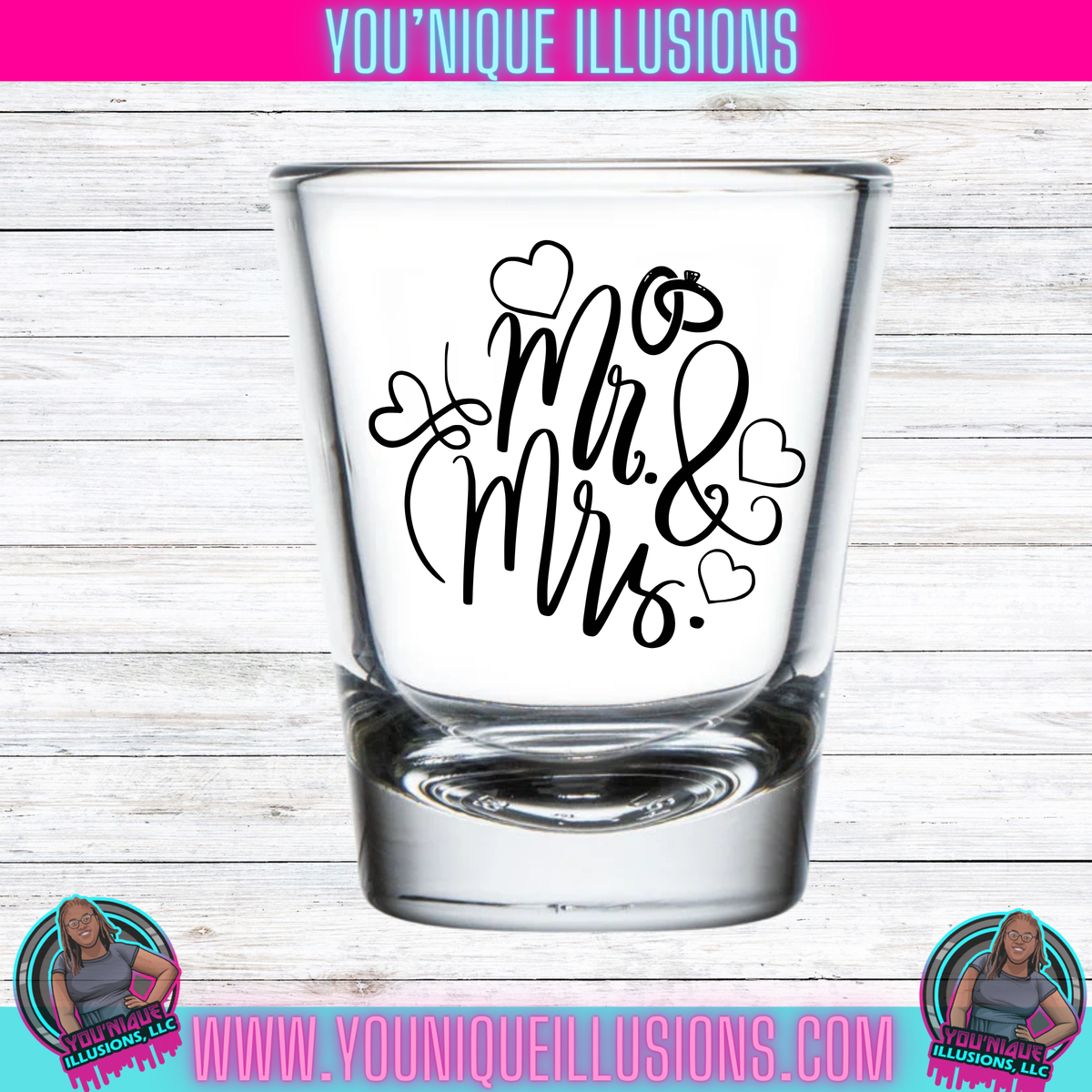 Custom personalized shot glass for parties and events