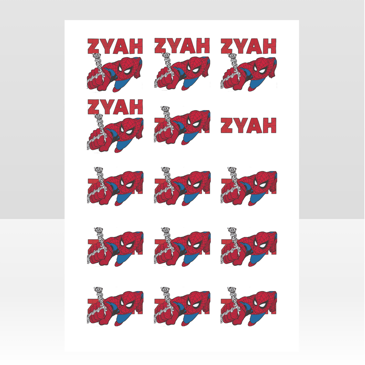 Custom temporary tattoo sheet with 15 personalized tattoos