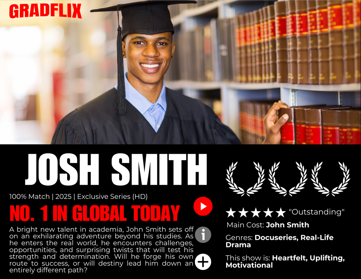Custom Gradflix graduation photo canvas for senior