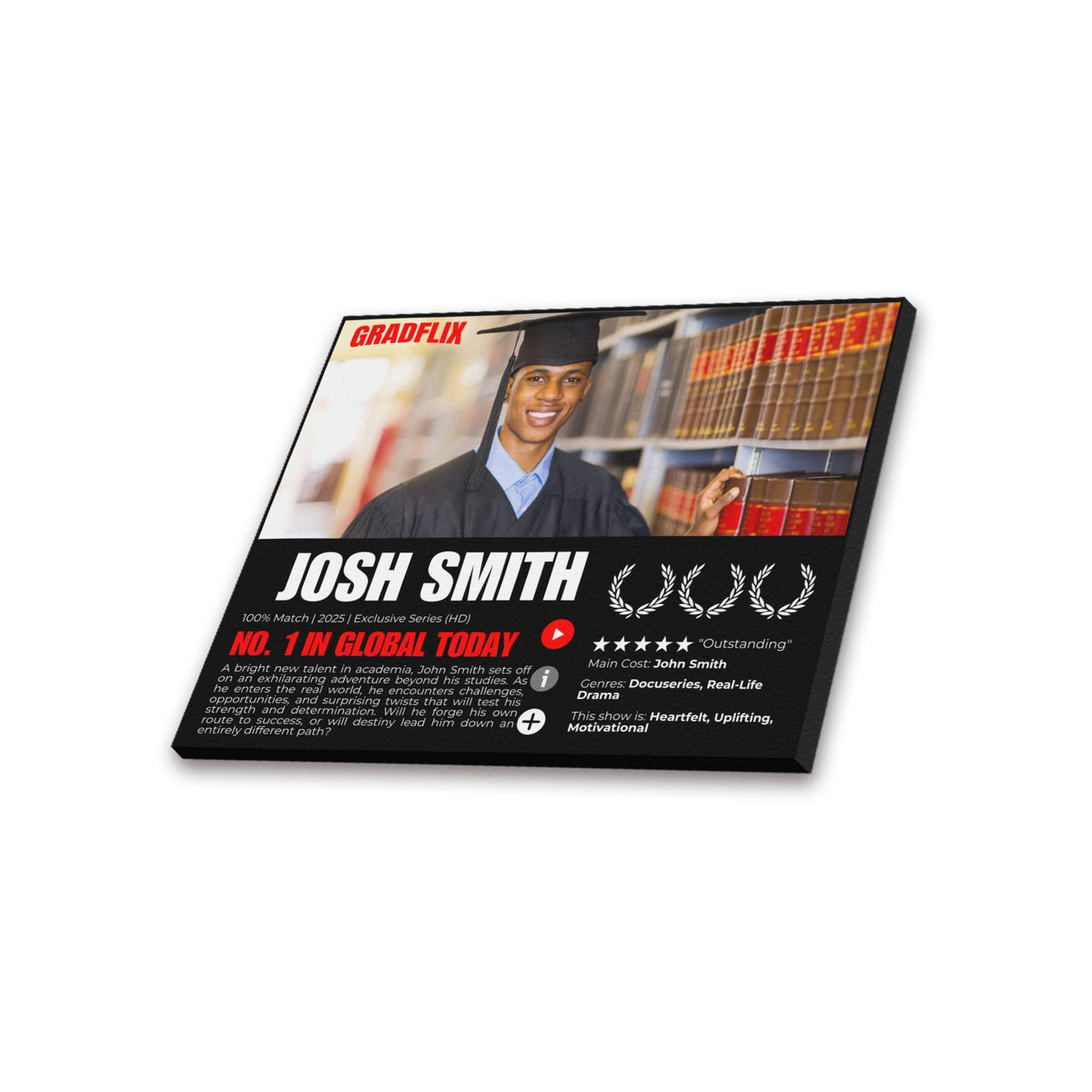Custom Gradflix graduation photo canvas for senior