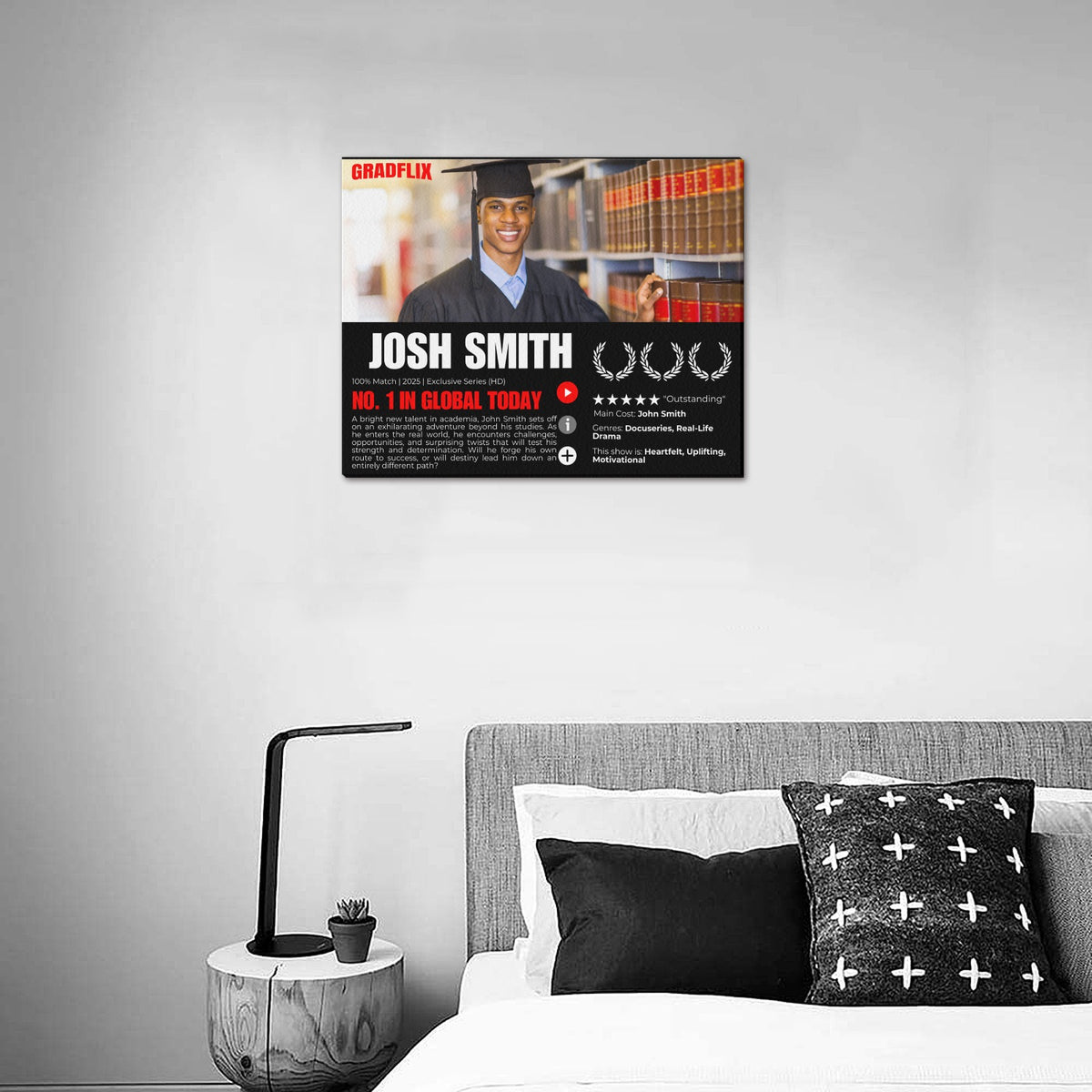 Custom Gradflix graduation photo canvas for senior