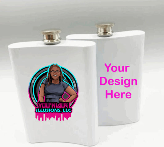Custom personalized 8oz flask with photo and team design