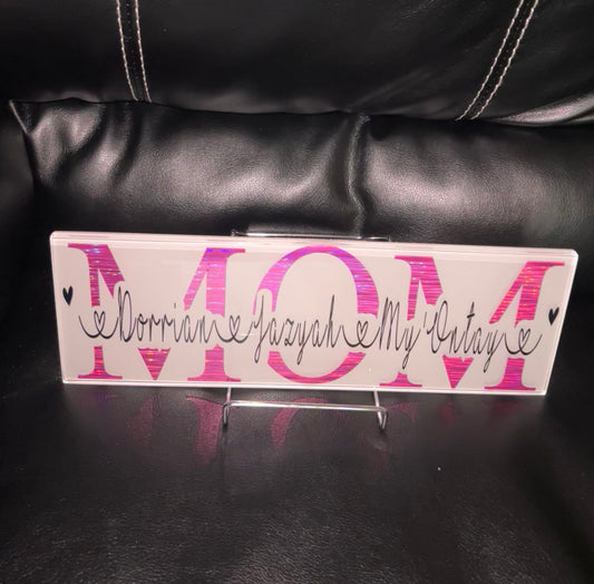Personalized name plaque glass keepsake sign 4x12 inches