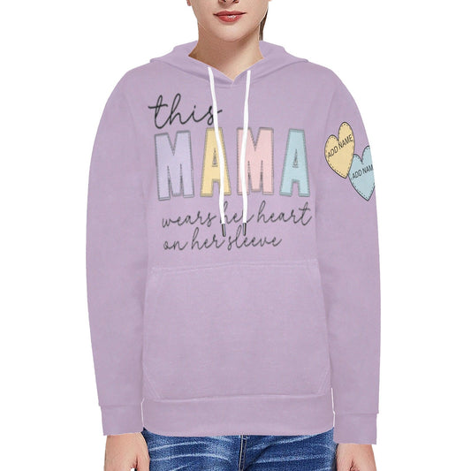 This Mama wears her heart on her sleeve personalized shirt