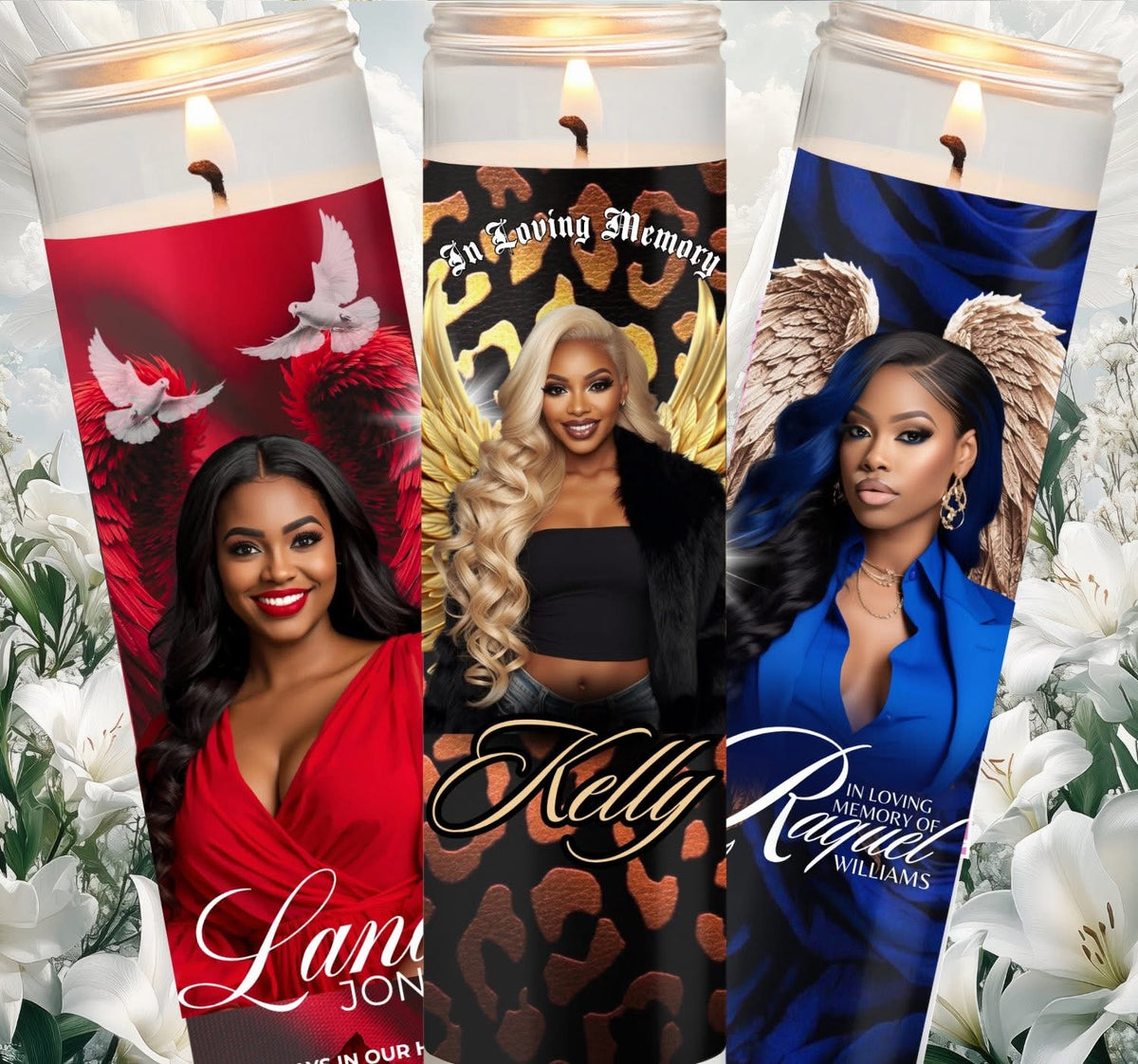 Custom personalized memorial pillar candle