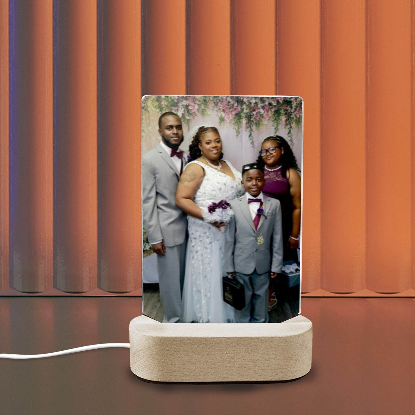 Acrylic Photo Display with Wooden Stand/Lighted Stand