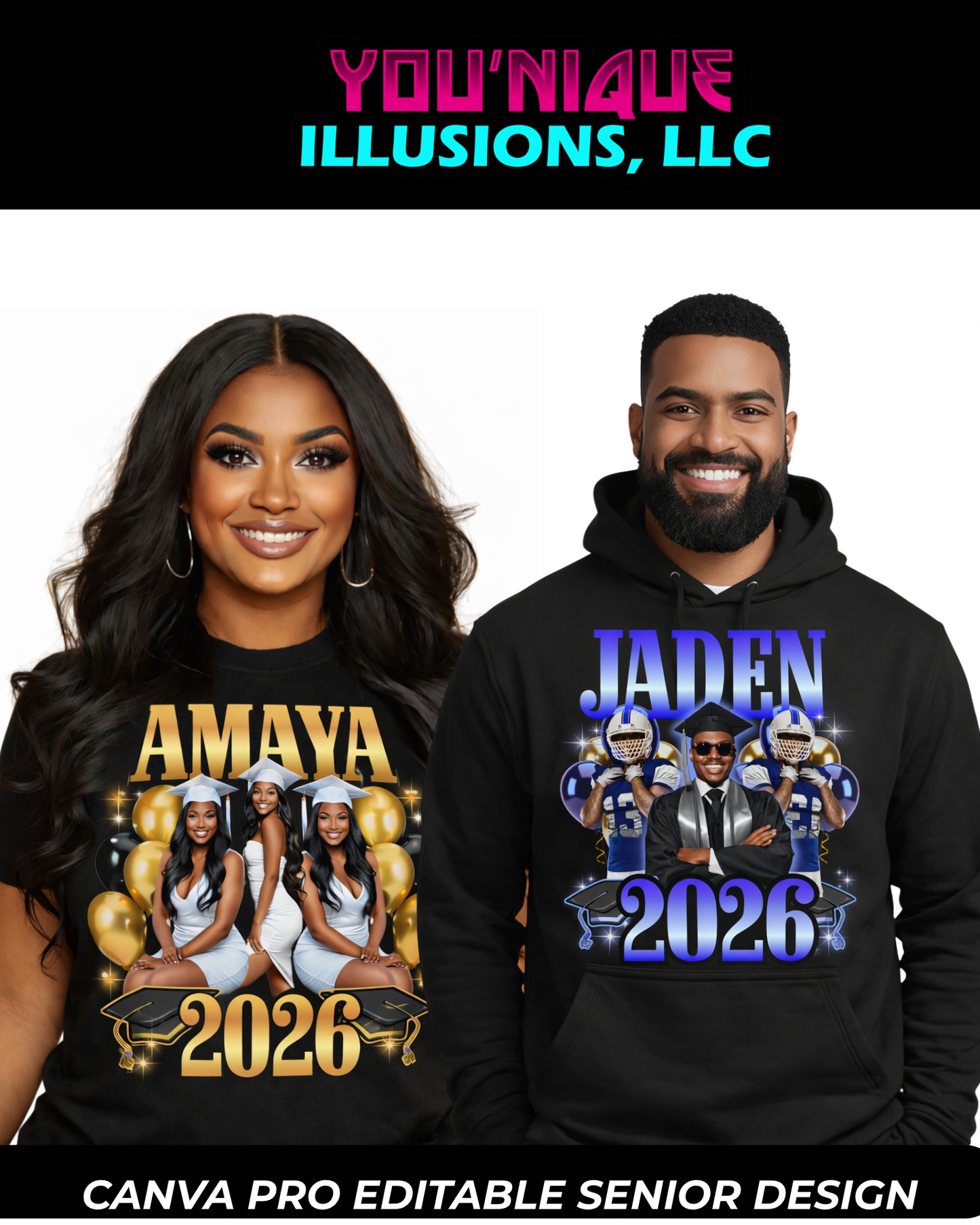 Class of 2026 Digital Design Template - Personalized Name & Color Options