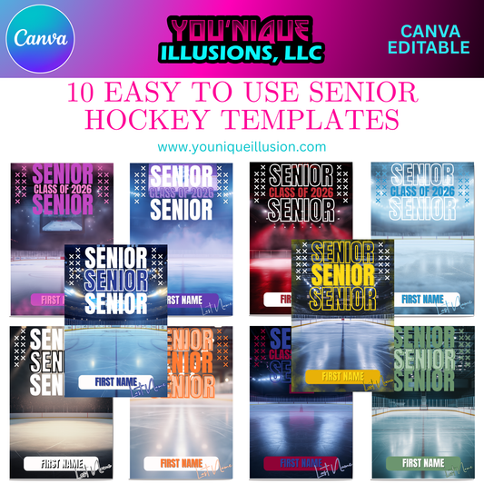 Senior Hockey Banner Templates 2026 - Editable Canva Posters (10 Pack)