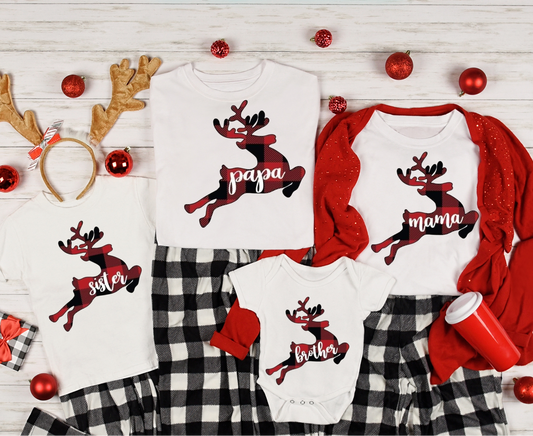 Personalized Reindeer Family Christmas Shirts
