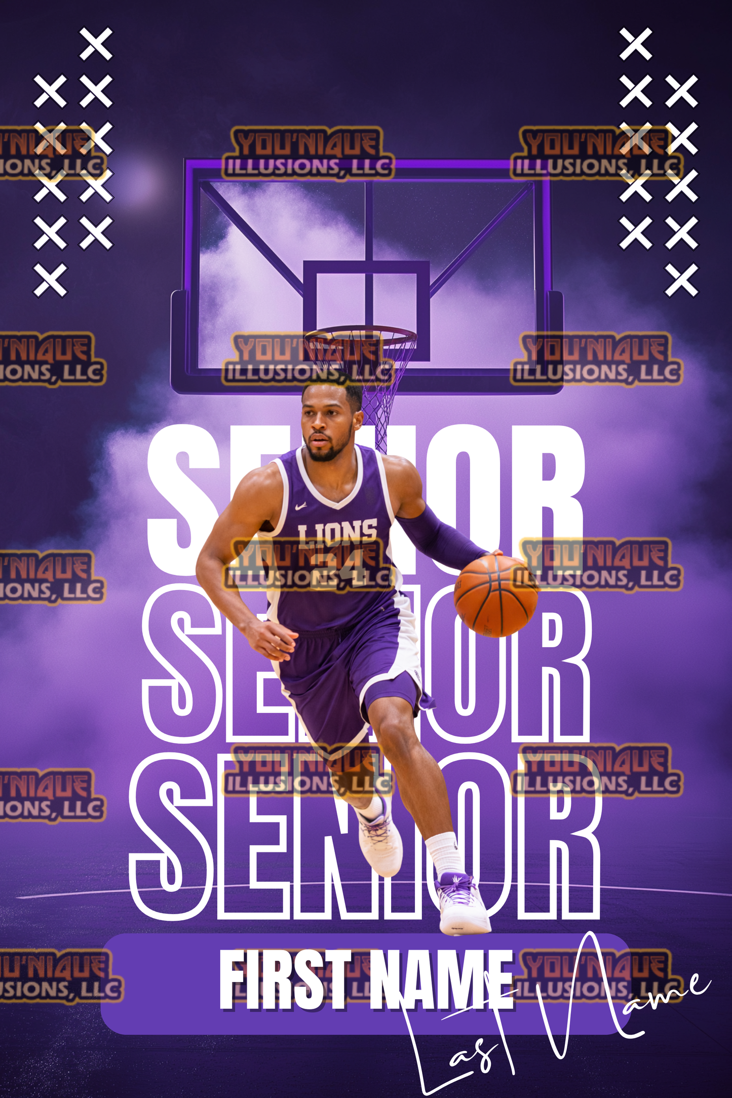 Senior Basketball Banner Purple - Personalized Digital Download Template