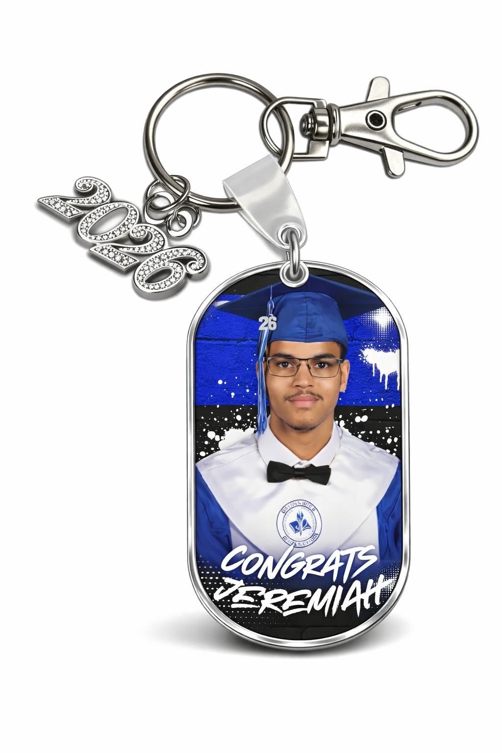 12 Graduation Double Sided Keychains or Ball Chain Necklaces