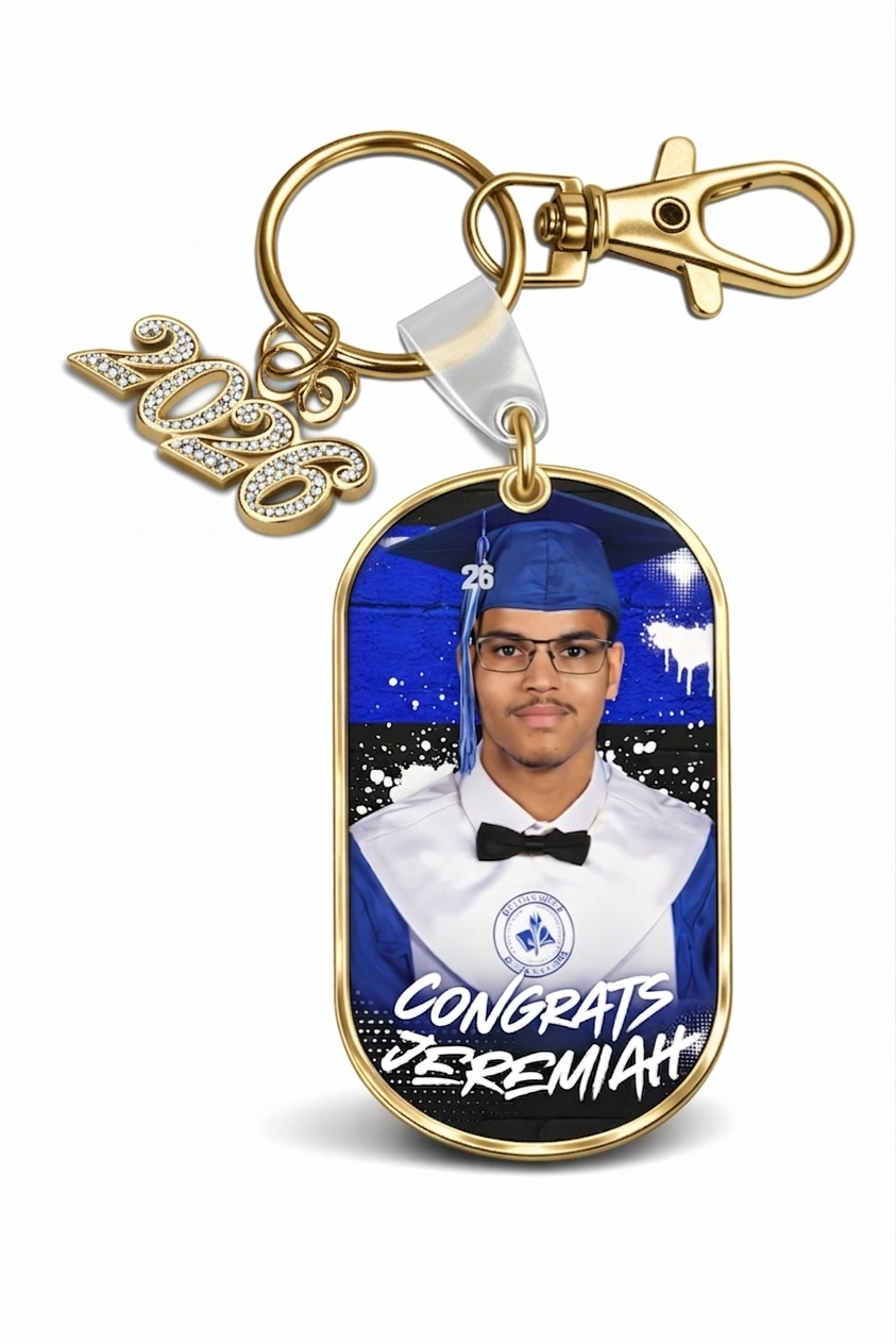 12 Graduation Double Sided Keychains or Ball Chain Necklaces