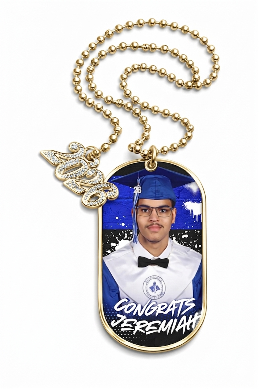 12 Graduation Double Sided Keychains or Ball Chain Necklaces