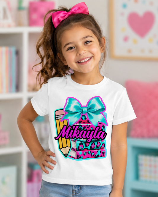 Books & Bow Custom Name Tee Shirt
