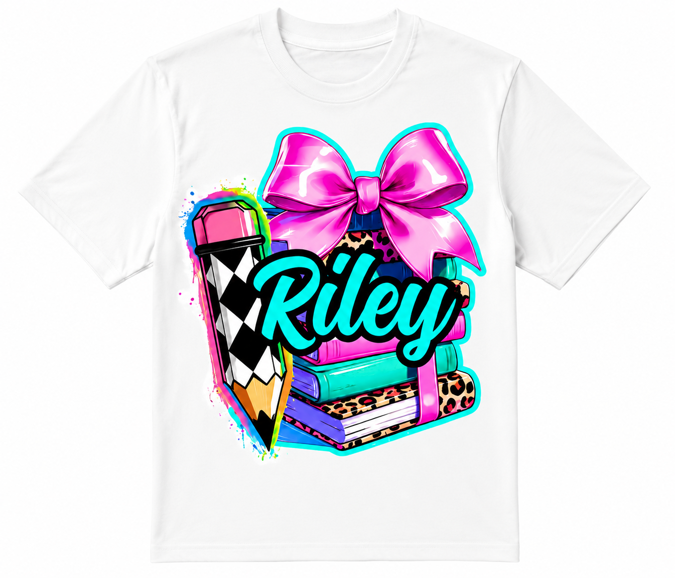 Books & Bow Custom Name Tee Shirt