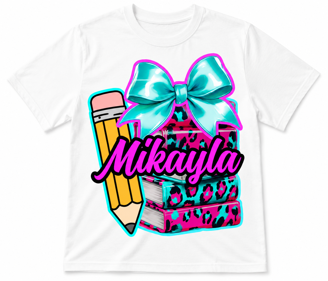 Books & Bow Custom Name Tee Shirt