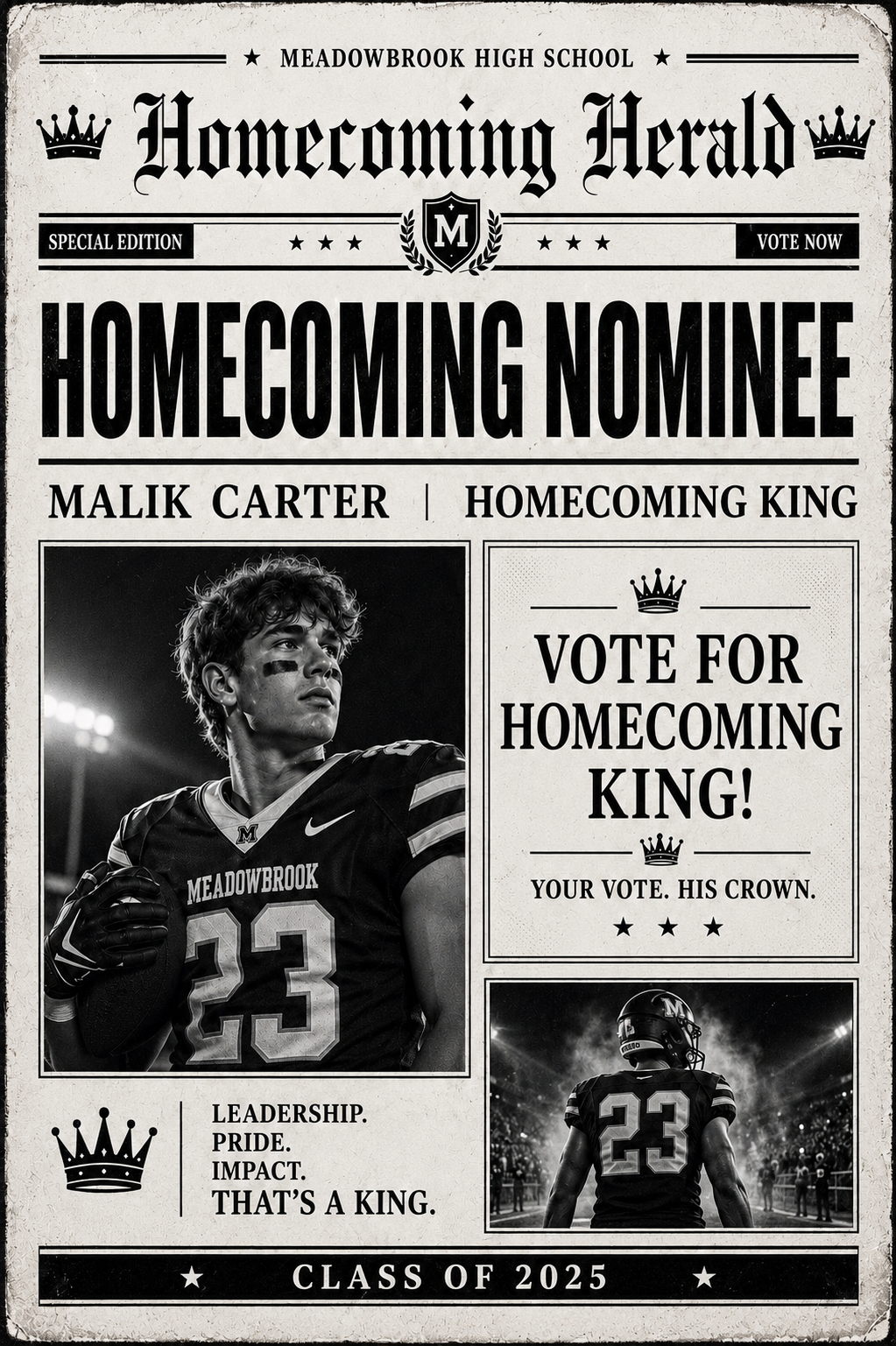 Custom Homecoming King & Queen Campaign Posters | Personalized School Election Posters