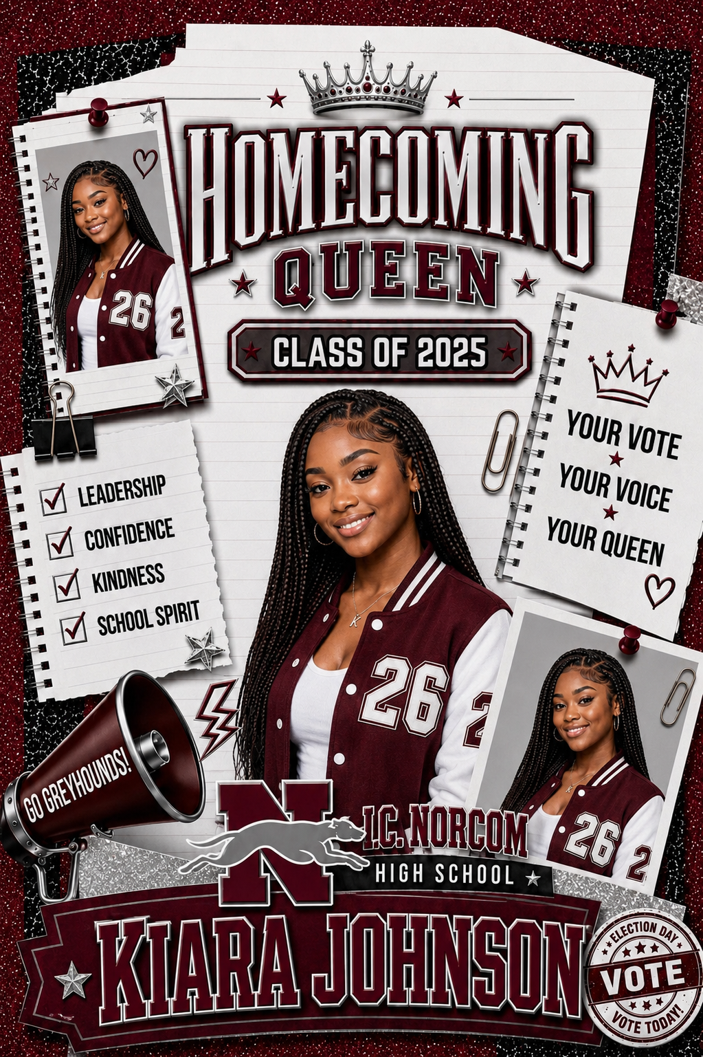 Custom Homecoming King & Queen Campaign Posters | Personalized School Election Posters