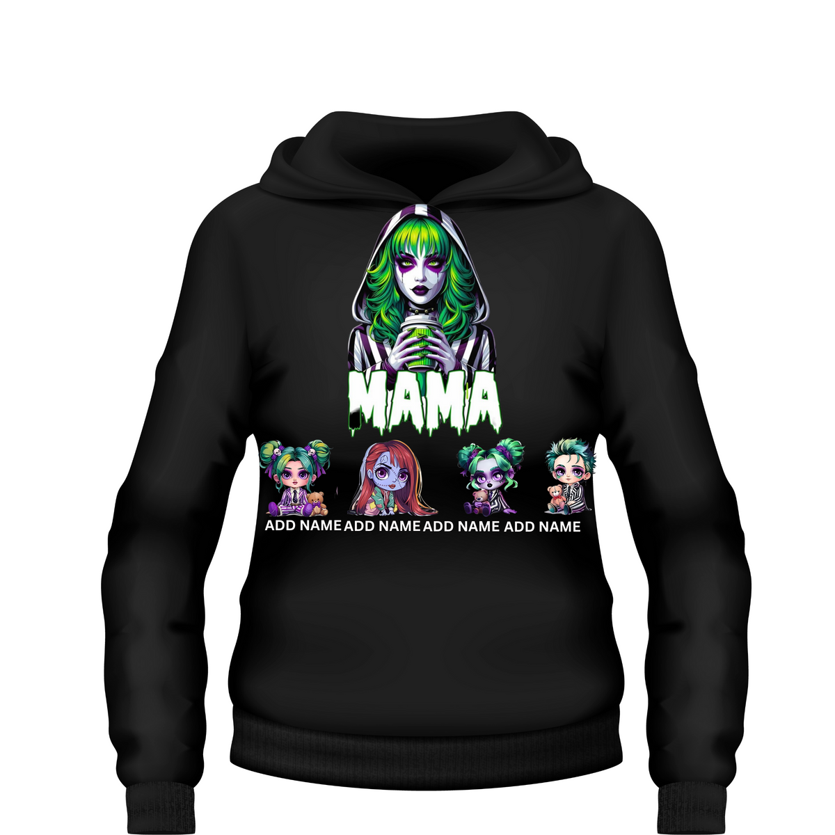 Custom BeetleMama hoodie personalized with kids names
