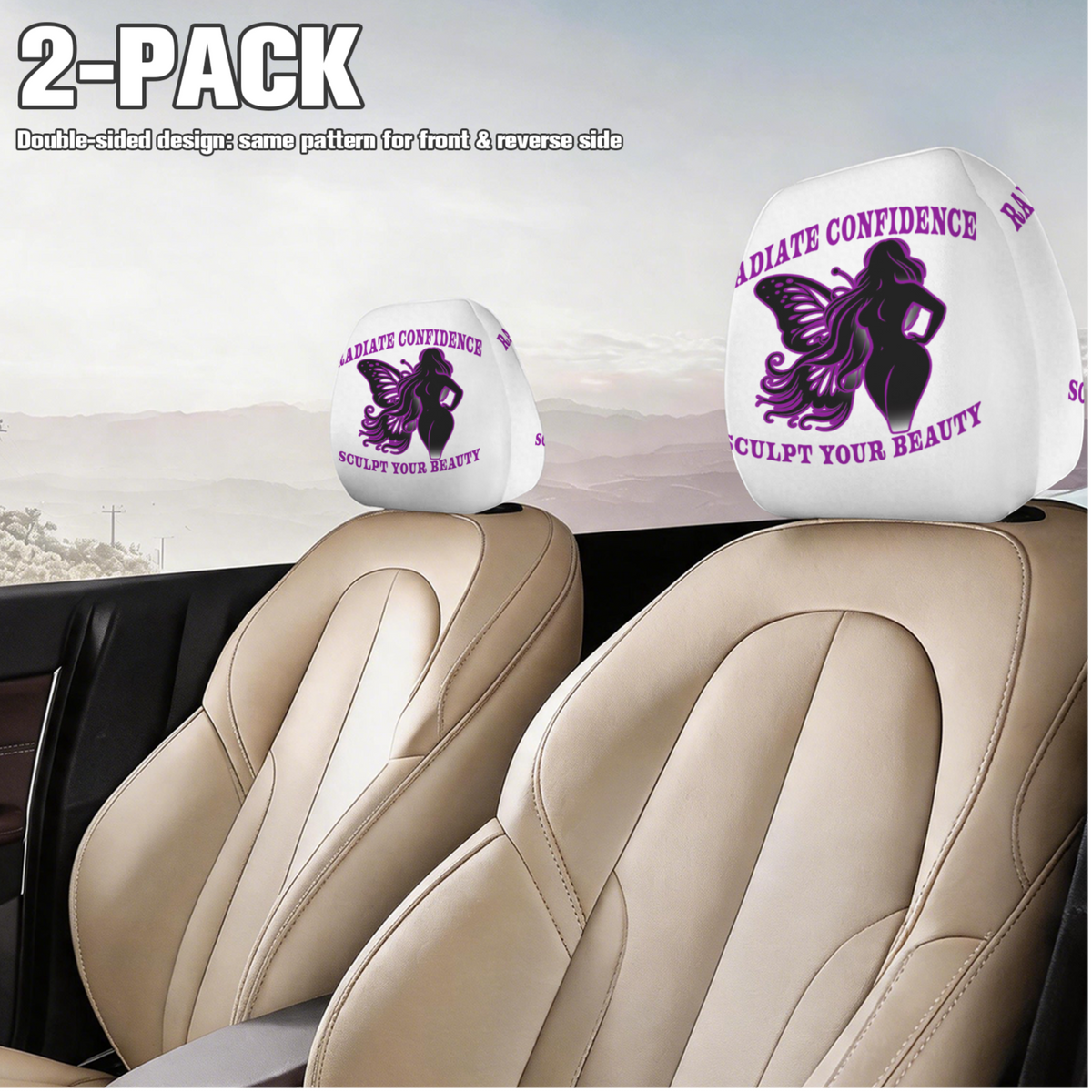 Custom personalized car headrest cover two pack