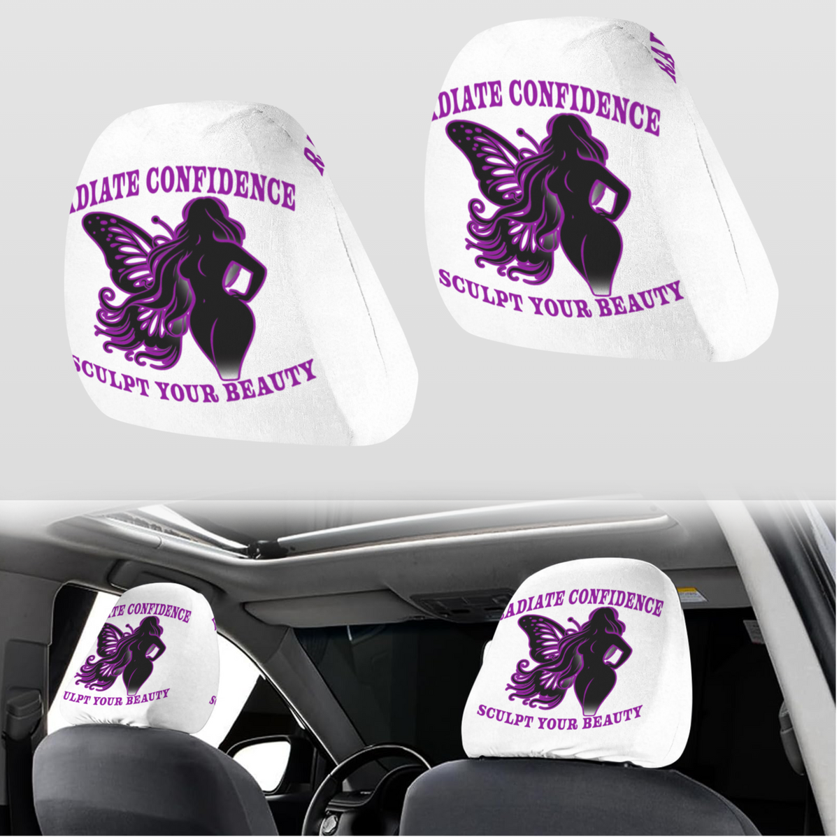 Custom personalized car headrest cover two pack