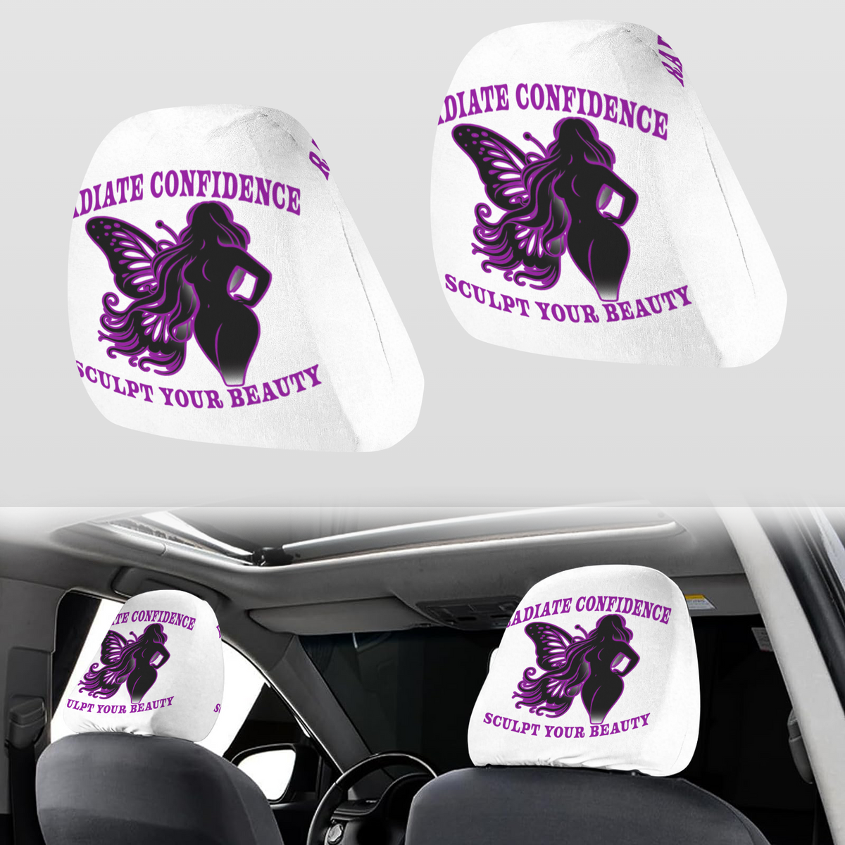 Custom personalized car headrest cover two pack