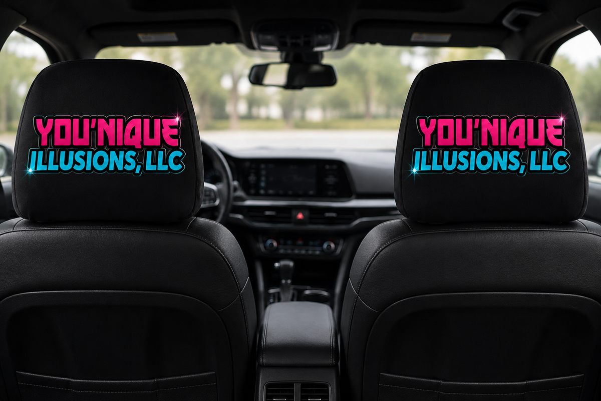 Custom personalized car headrest cover two pack