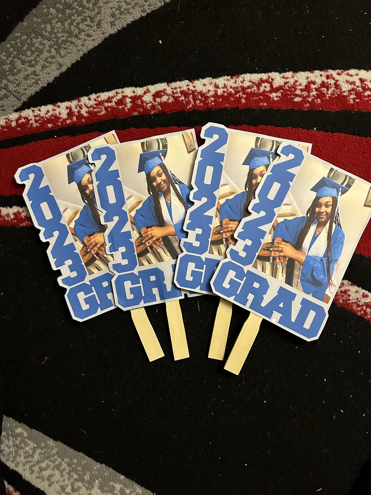 Custom cardstock fan personalized for sports graduation and celebrations