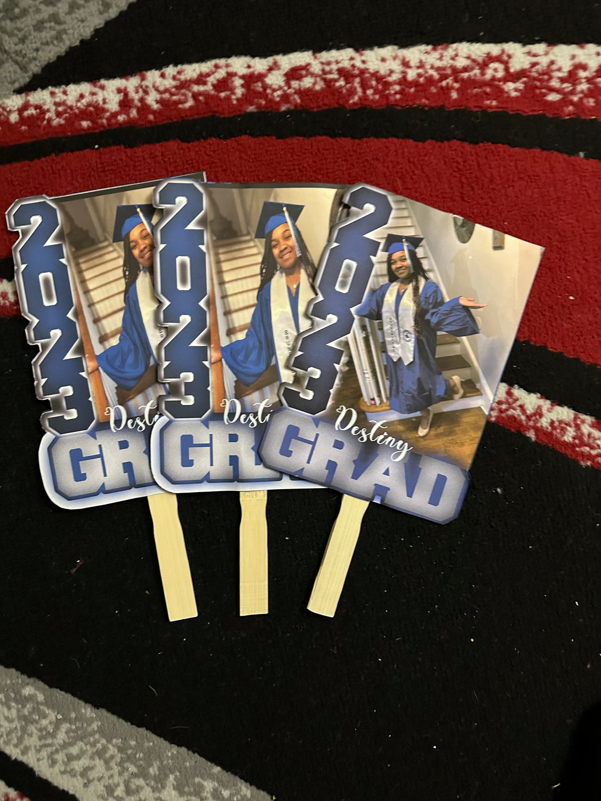 Custom cardstock fan personalized for sports graduation and celebrations