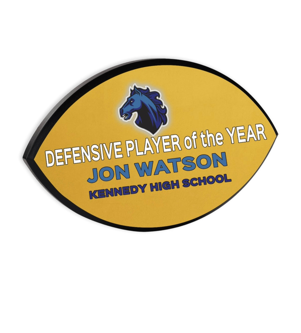 Custom personalized football shaped plaque award