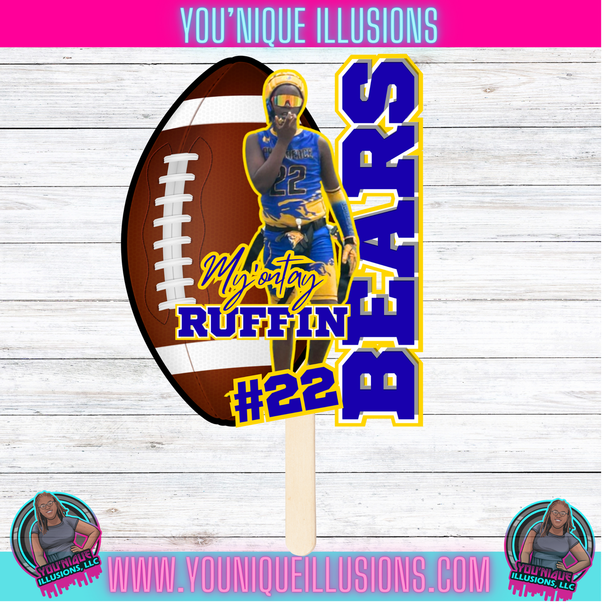 Custom personalized game day photo big head cutout
