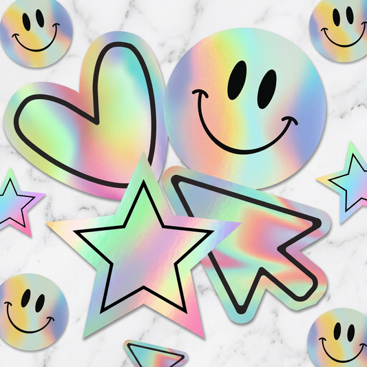 Custom holographic die cut vinyl sticker