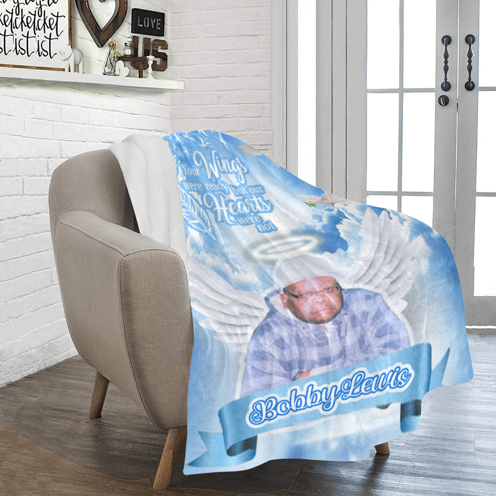 Custom memorial fleece blanket personalized with photo