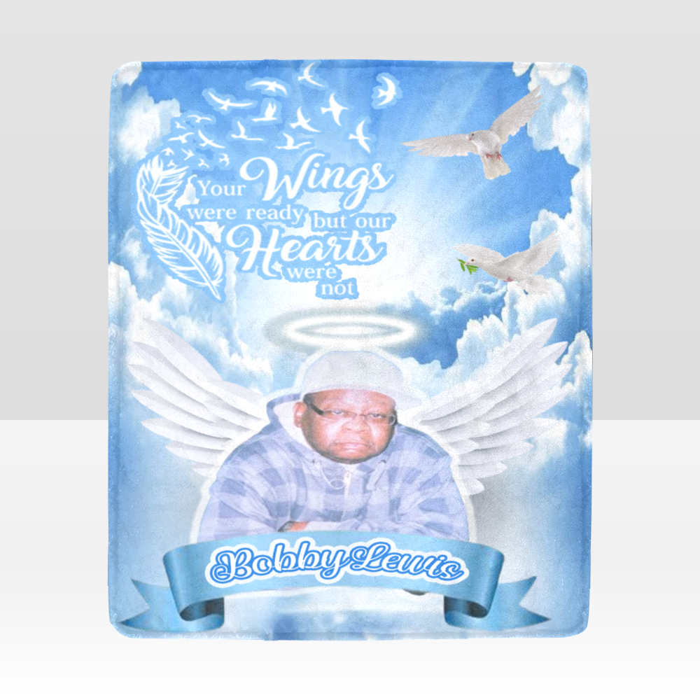 Custom memorial fleece blanket personalized with photo