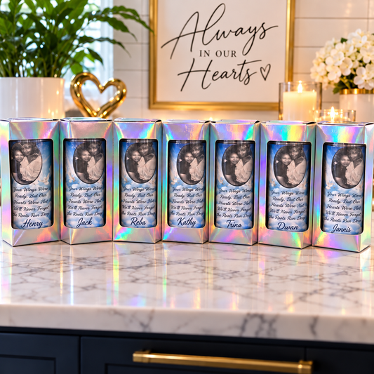 Personalized memorial tumbler featuring a remembrance photo design