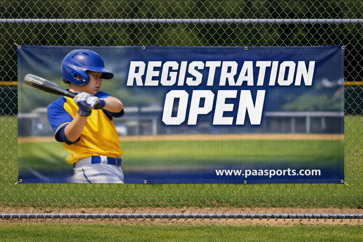 Custom outdoor mesh vinyl banner for sports and events