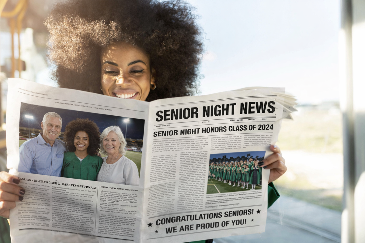 Custom newspaper prop and announcement for graduation and events