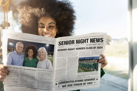 Custom newspaper prop and announcement for graduation and events